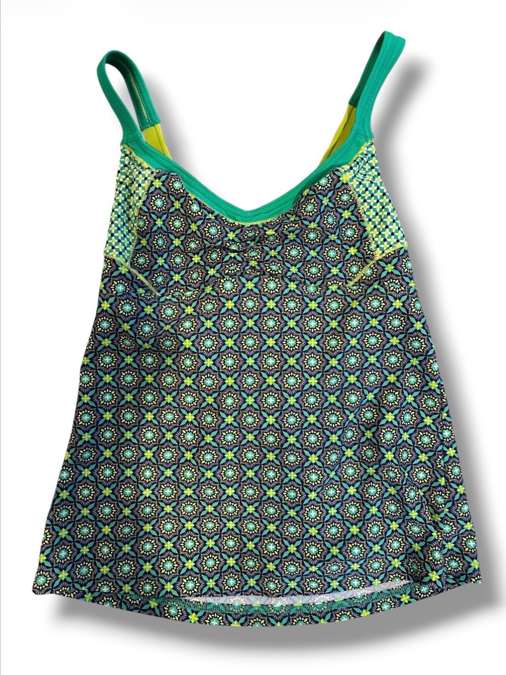 PrAna Crossback Tankini Top Small Green & Blue Kaleidoscope Print